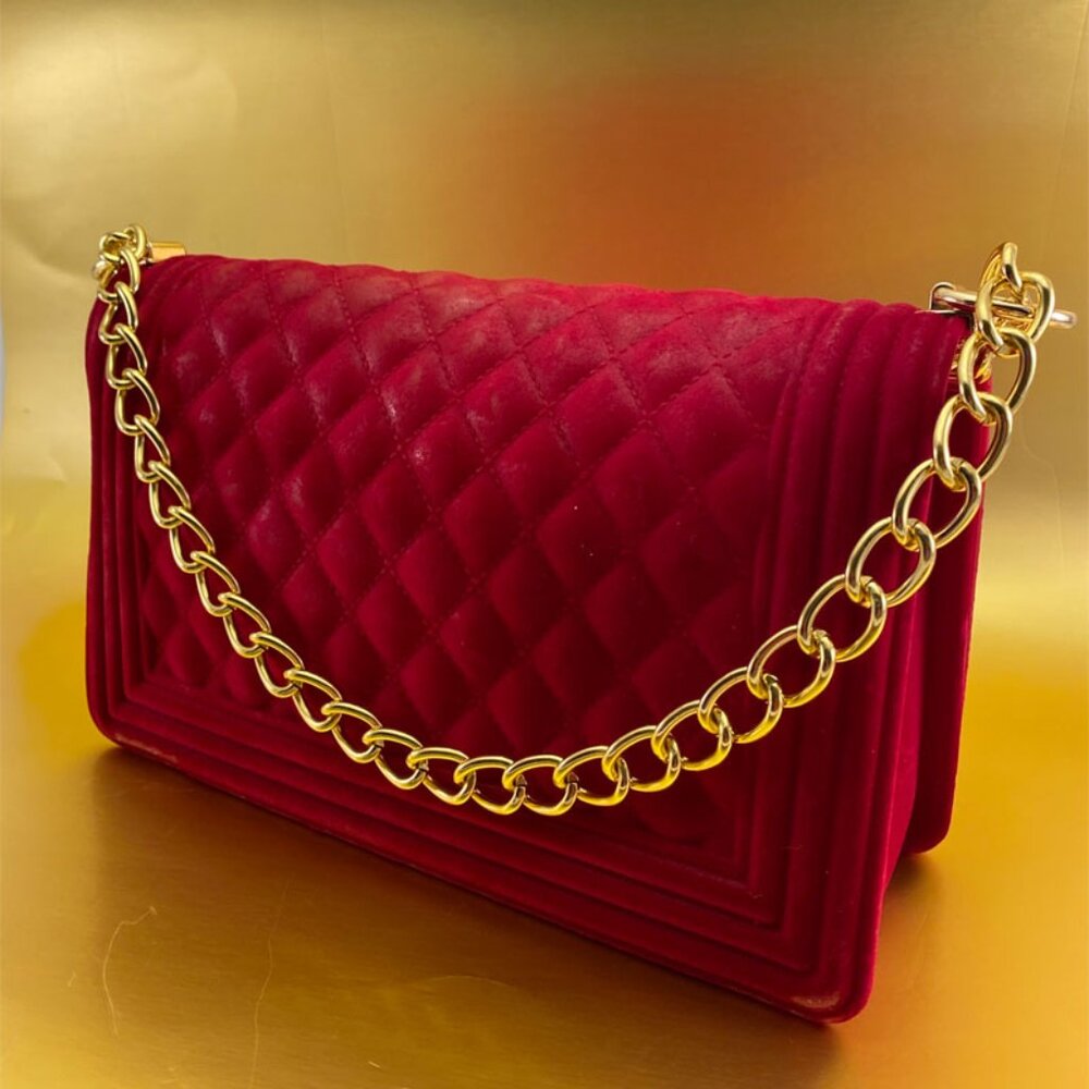 Red Quilted Jelly Shoulder Bag